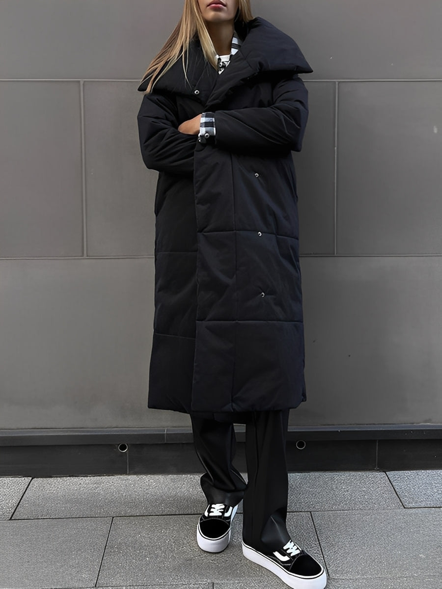 Veste longue d'hiver pour femme garnie de duvet