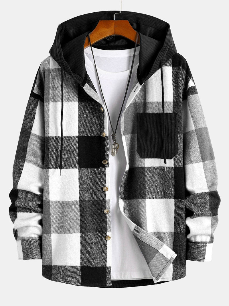 Chemise à capuche confortable en flanelle coupe décontractée