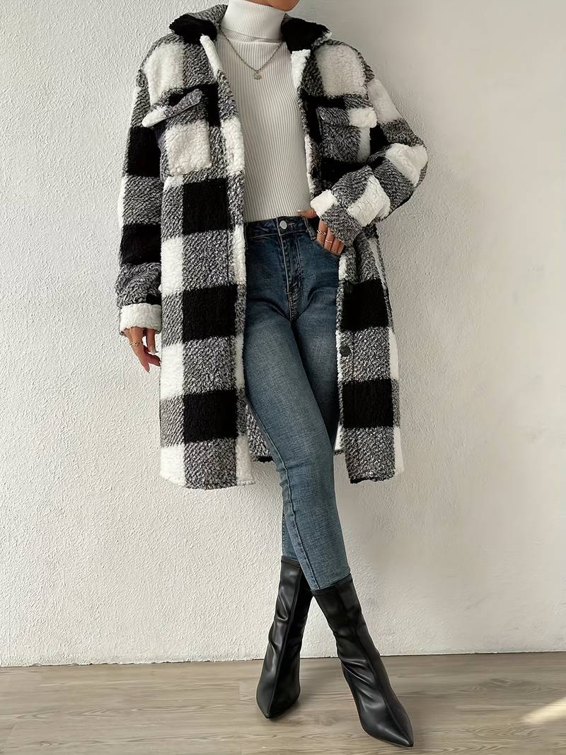 Veste teddy à carreaux douce