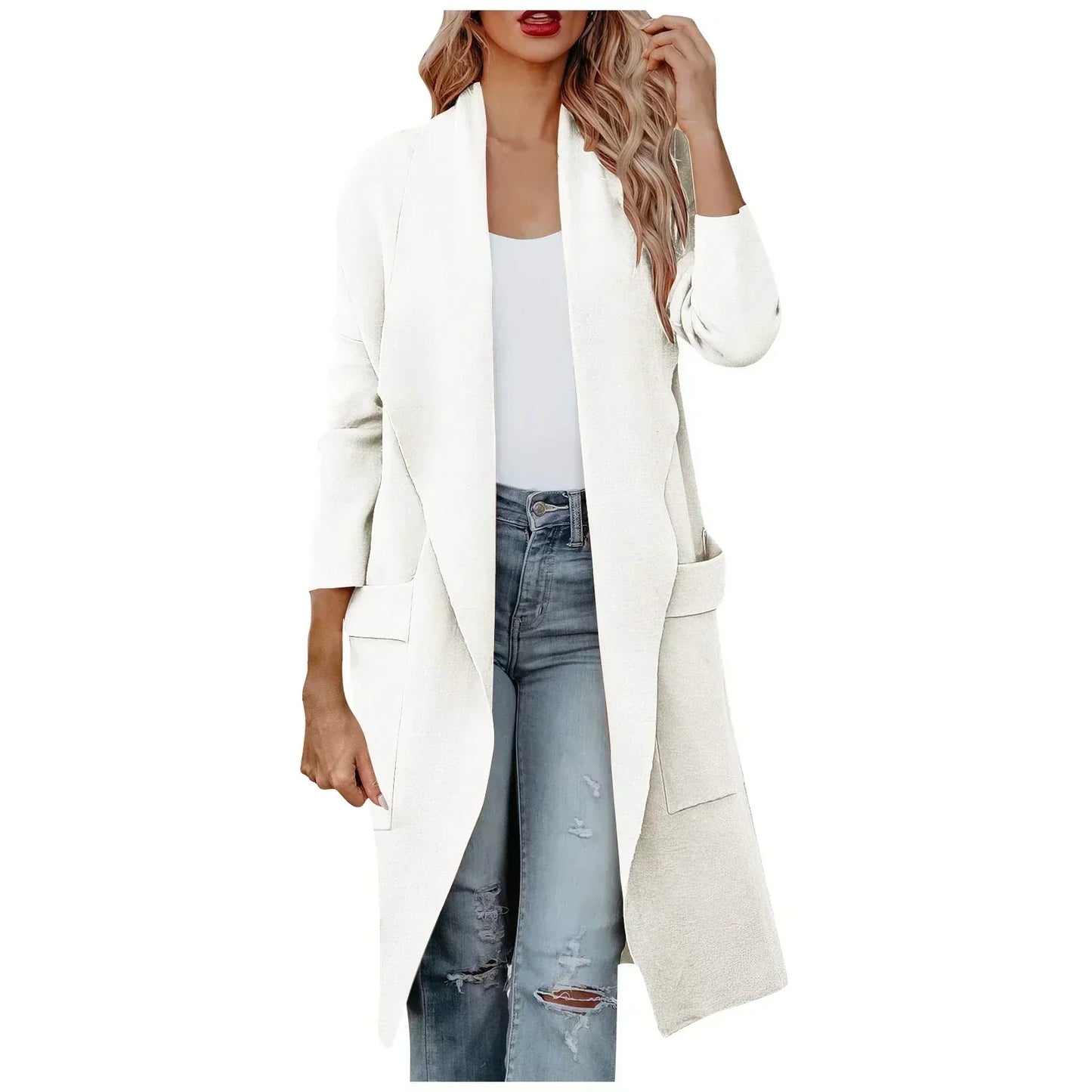 Élégante veste pour femme Coupe longue Ceinture