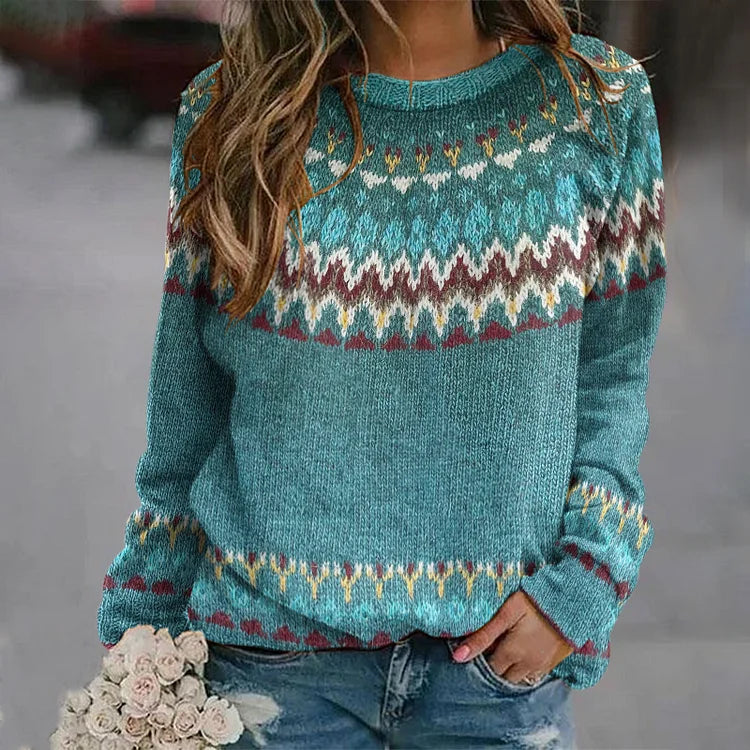 Retro Sweater Wellenmuster Style - IdealeKleiden