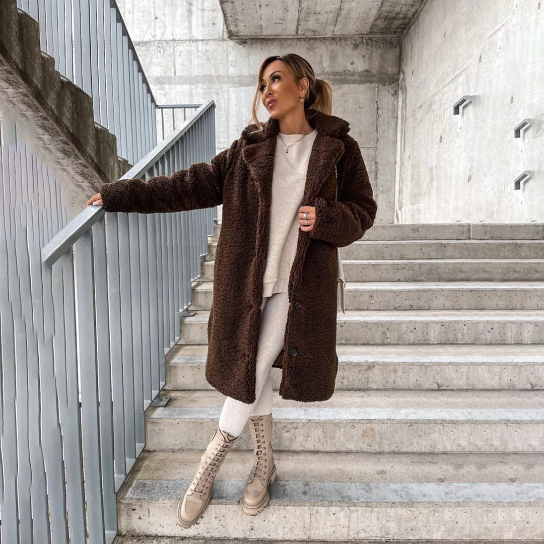 Long manteau en peluche pour femme en polaire chaude et oversize