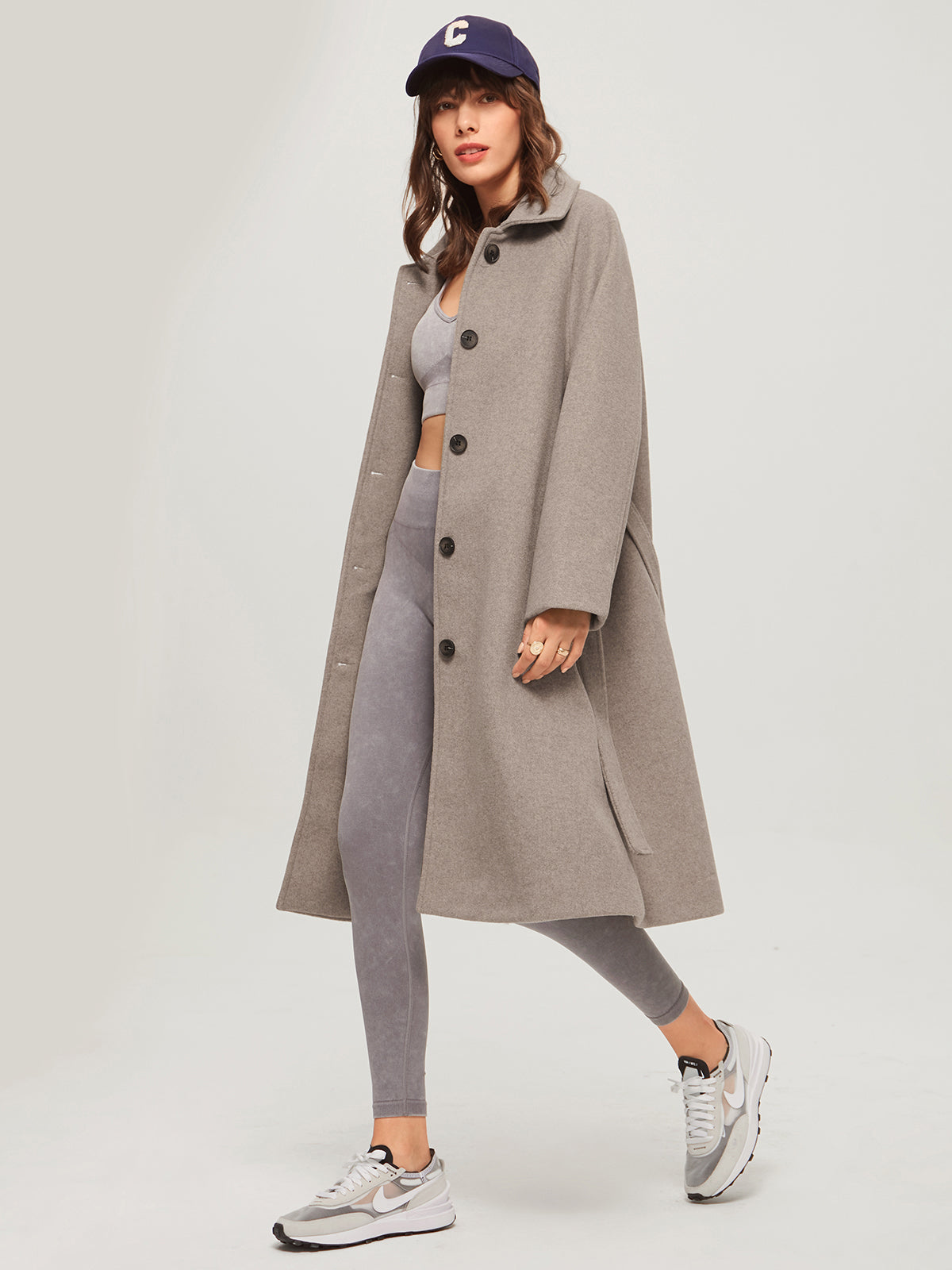 Manteau Ceinture Long Élégant Femme