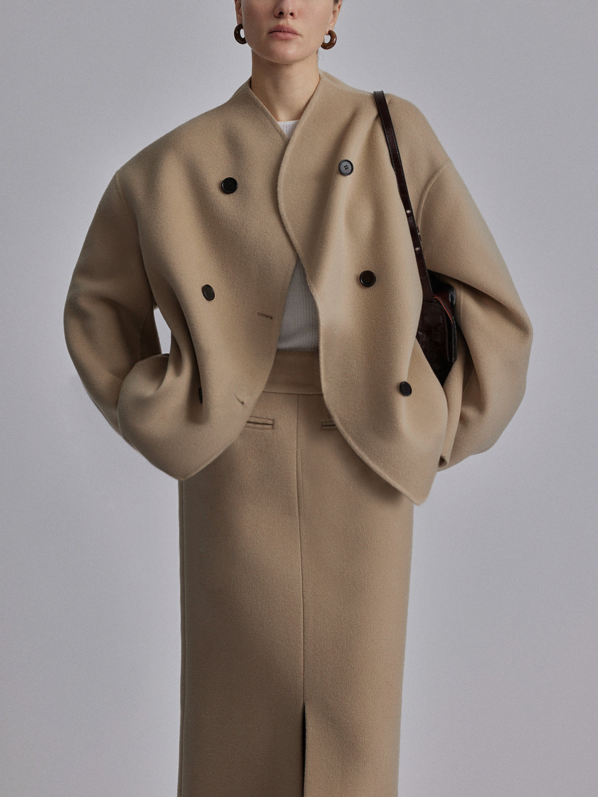 Manteau Peacoat Classique Femme à Double Boutonnage