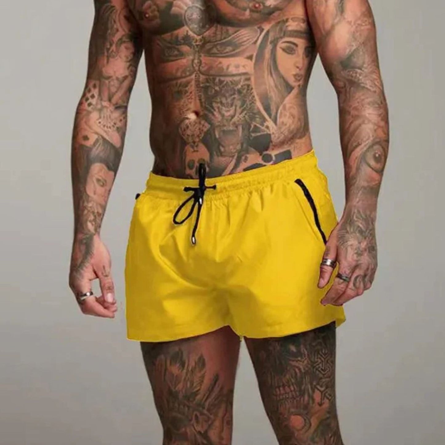 Short de bain homme élastique avec cordon de serrage