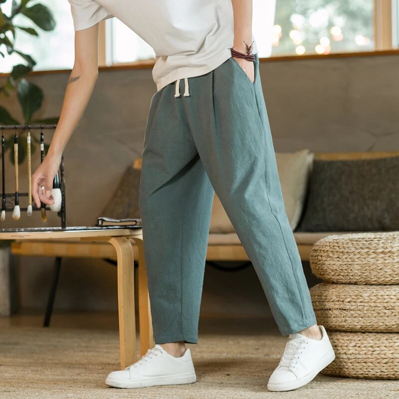 Pantalon ample en lin confortable pour homme