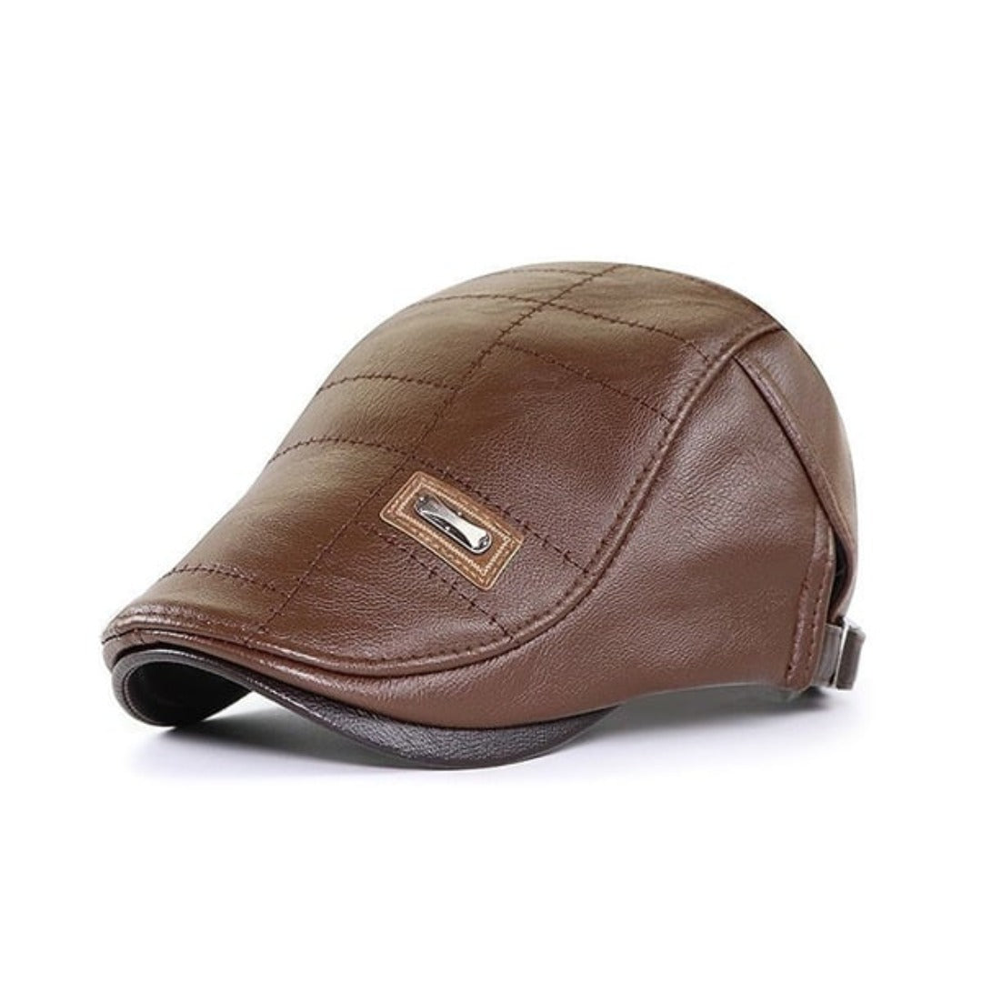 Casquette plate en cuir élégante pour homme