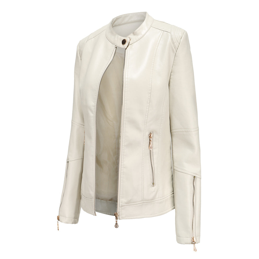 Veste en cuir automne femme élégante