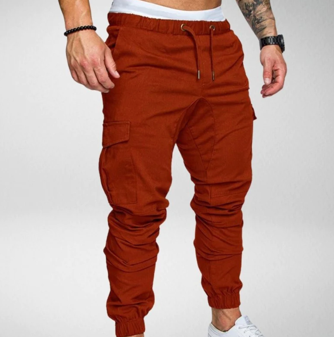 Pantalon stretch élégant avec taille élastique et grandes poches