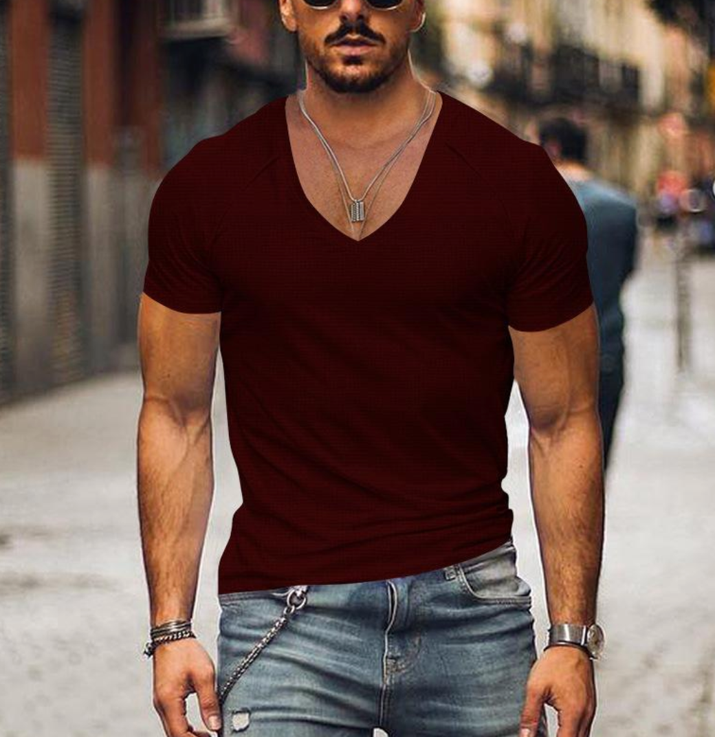 T-shirt homme col V doux et confortable