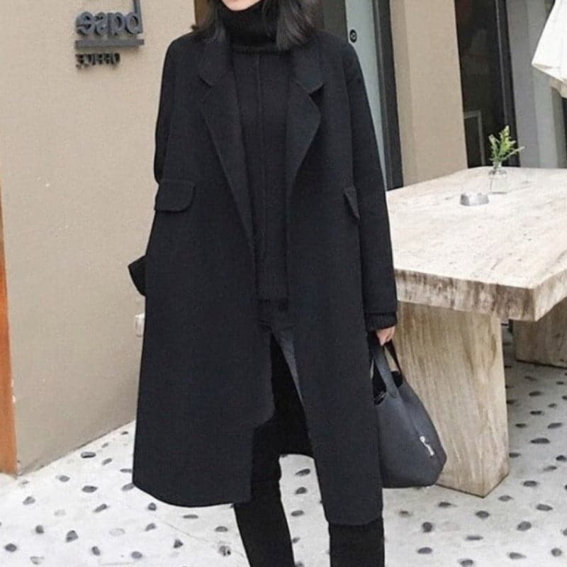 Manteau en laine élégant long cintré classique