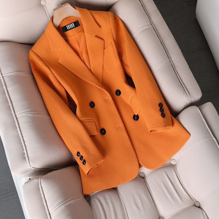 Blazer d'automne pour femme à carreaux chic