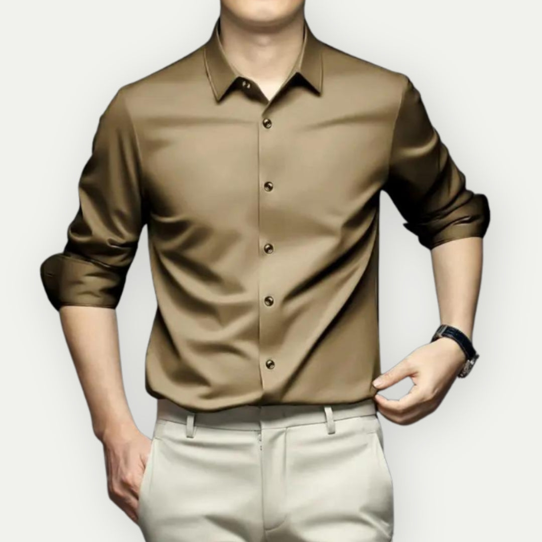 Chemise boutonnée infroissable pour homme, sans repassage