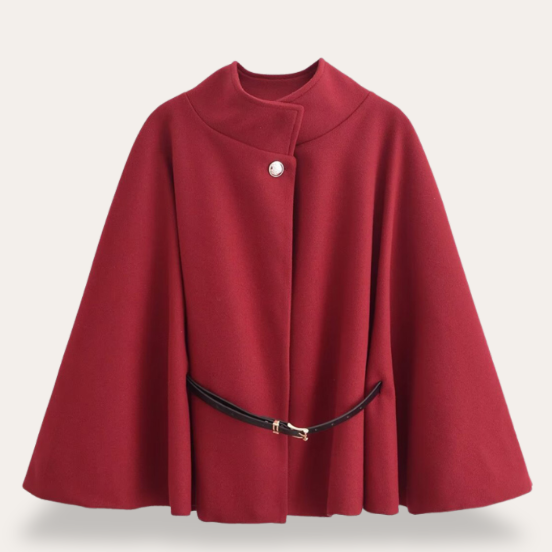 Élégant cape en laine pour femme, style manteau