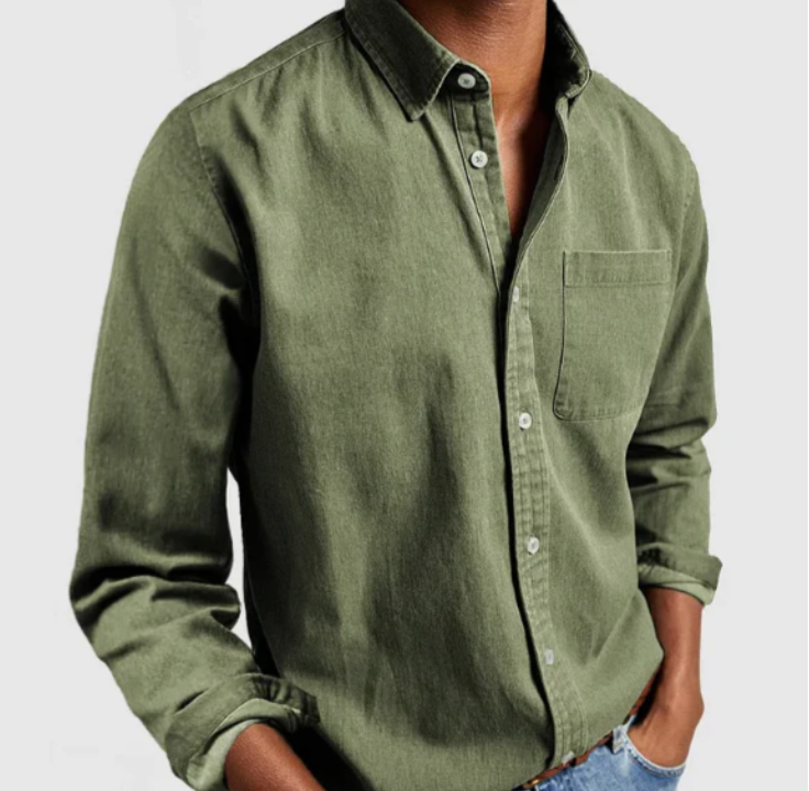 Chemise décontractée pour homme à col manches longues