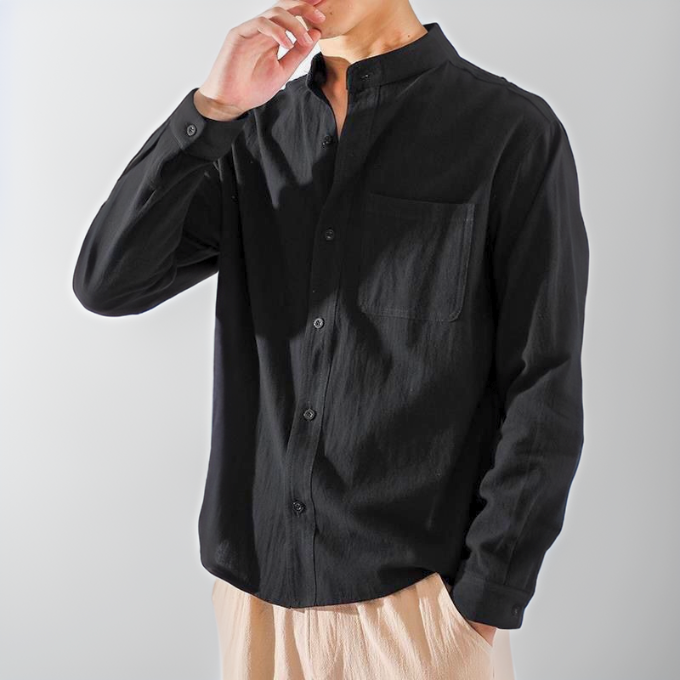 Chemise confortable à manches longues pour homme, légère