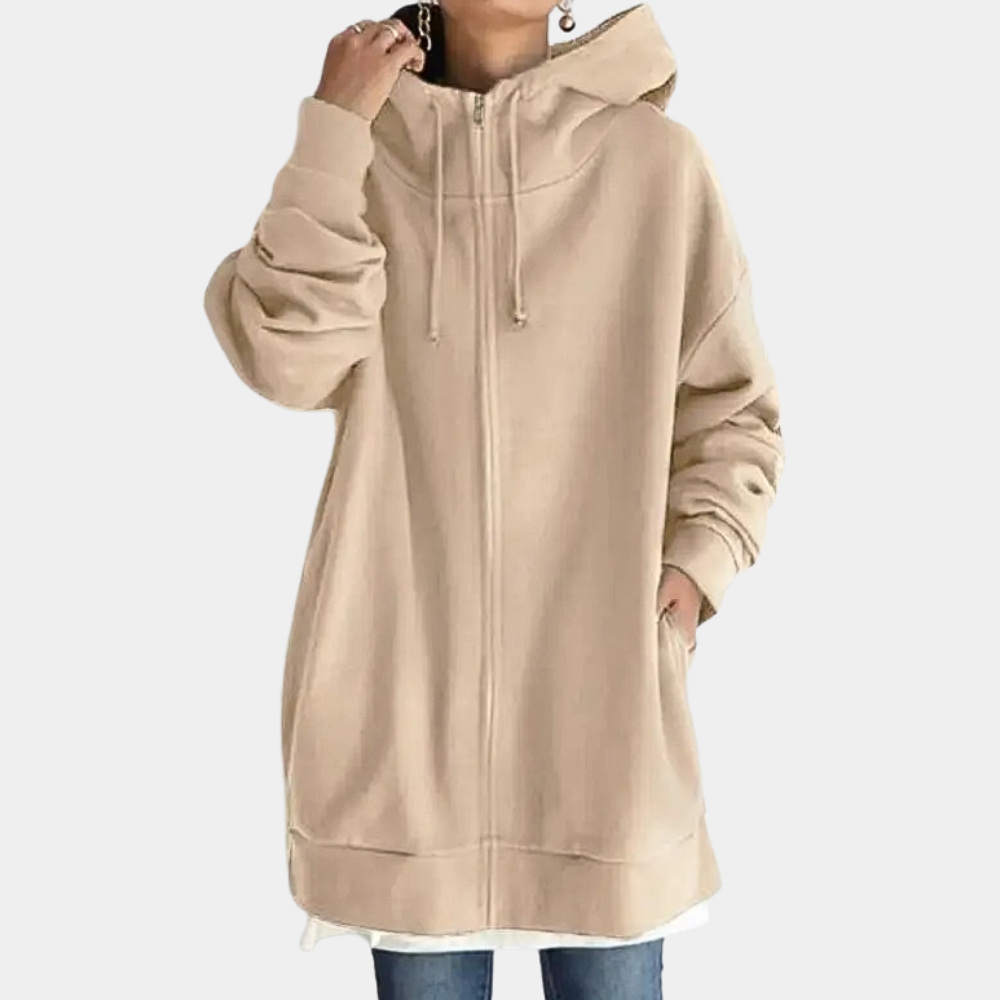 Sweat-shirt à capuche zippé pour femme automne