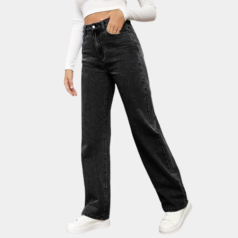 Jean droit taille haute pour femme