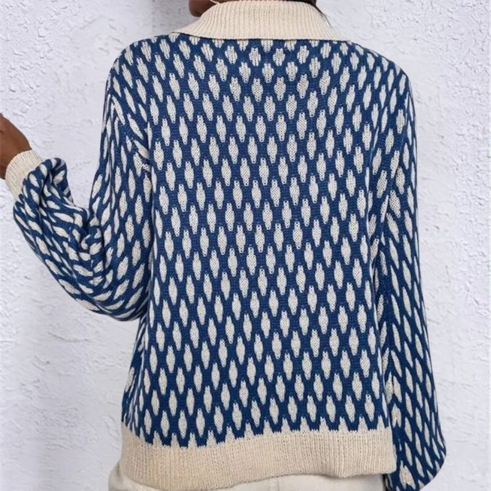 Stylischer Pullover mit Kragen Design - IdealeKleiden