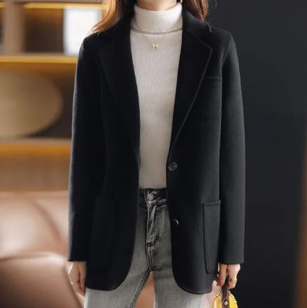 Blazer Manteau Tweed Femme Élégant Automne Hiver