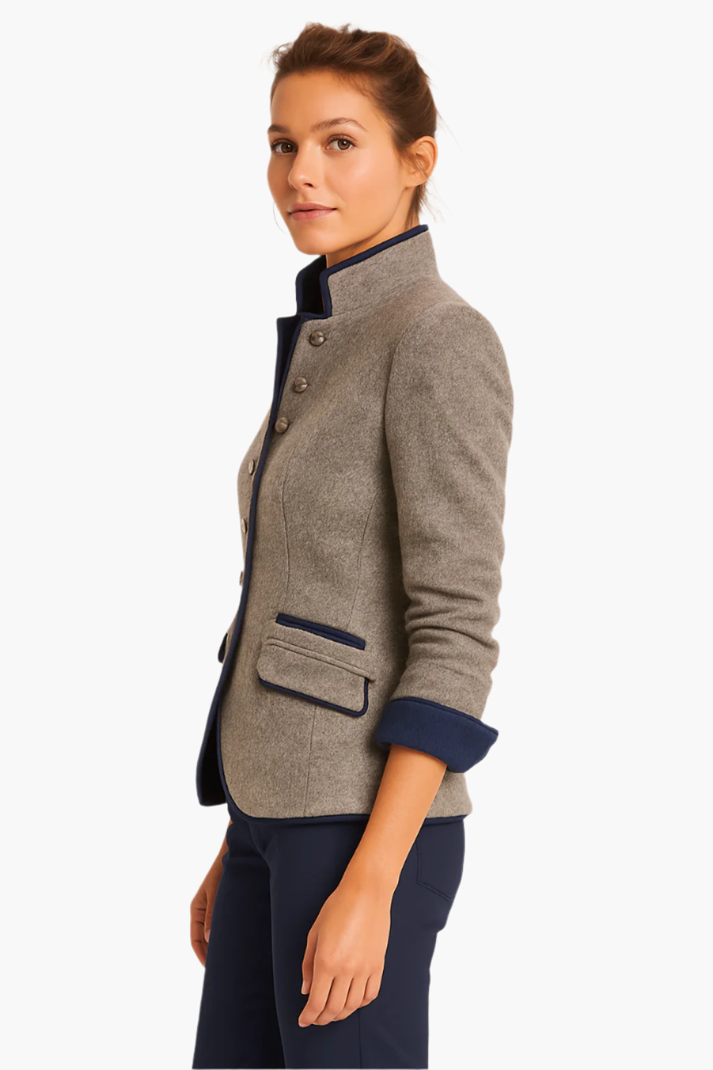 Damen Winterblazer Eleganter Stehkragen - IdealeKleiden