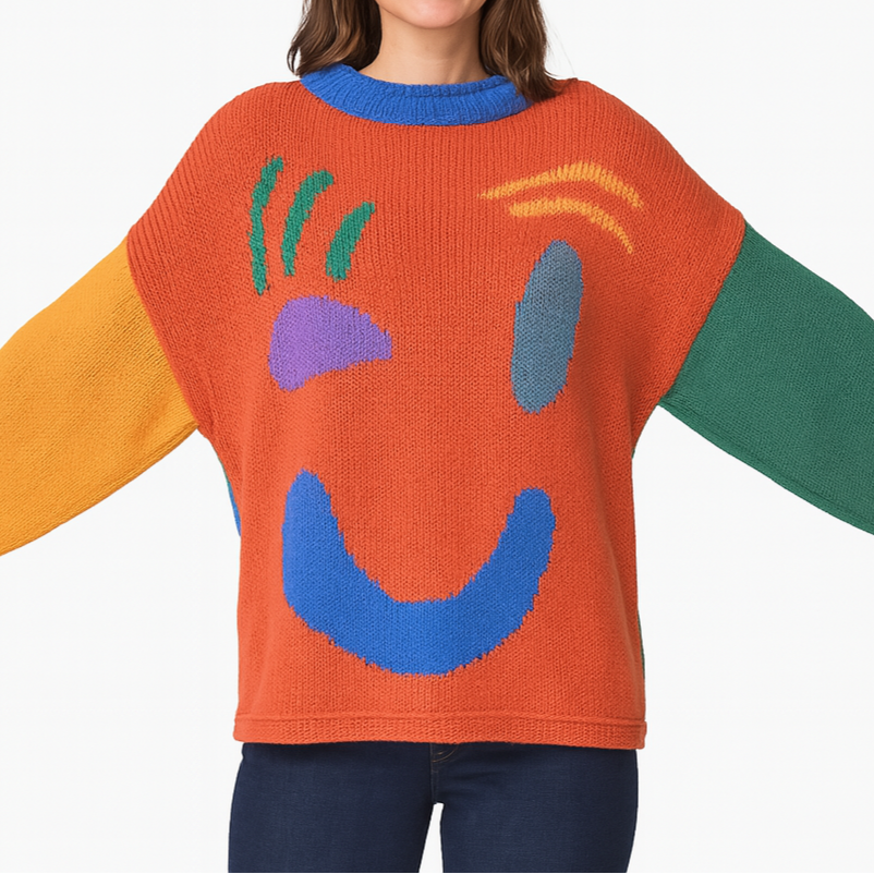 Pull tricoté artistique Confortable Abstrait