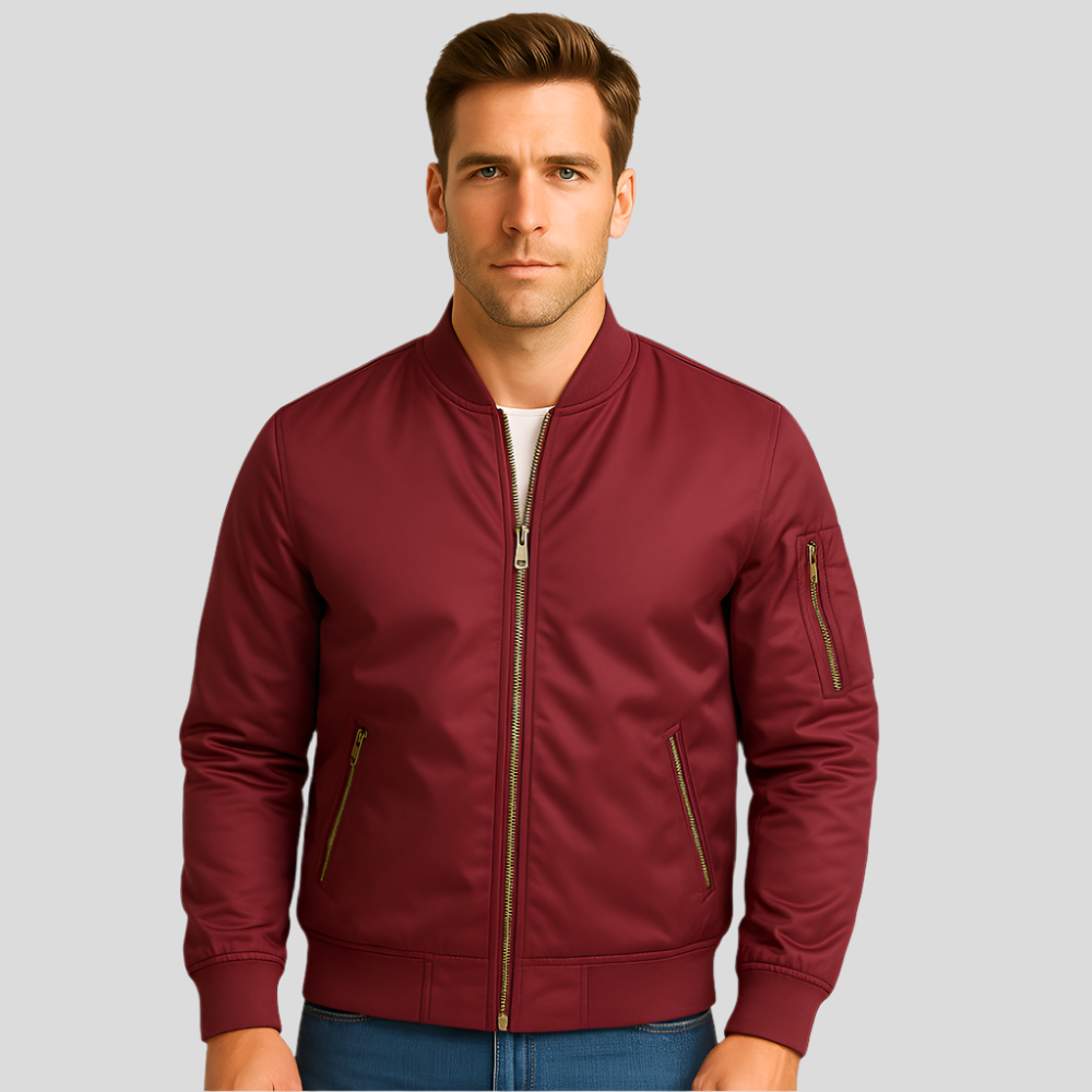 Blouson aviateur homme avec fermeture éclair métallique moderne