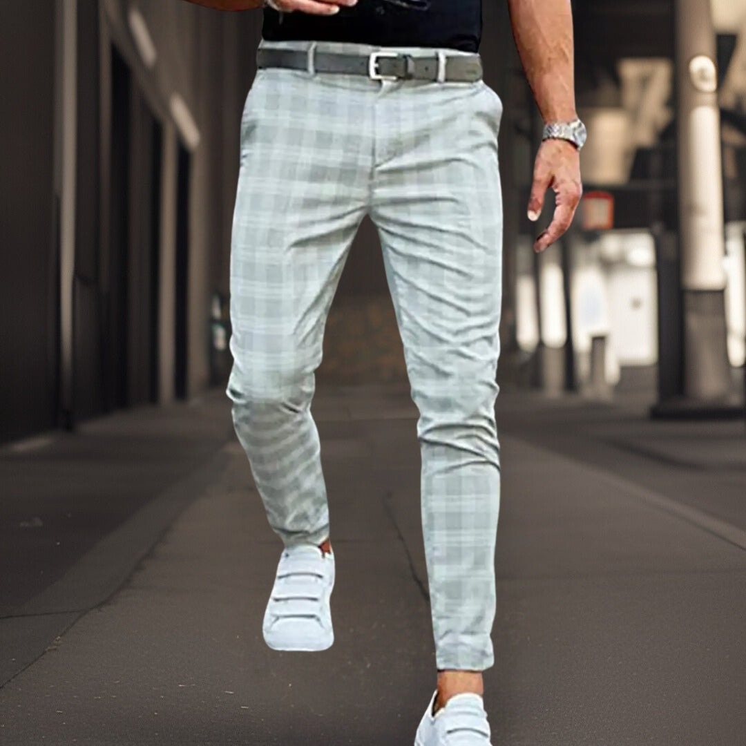 Pantalon chino à carreaux élastique stretch pour homme