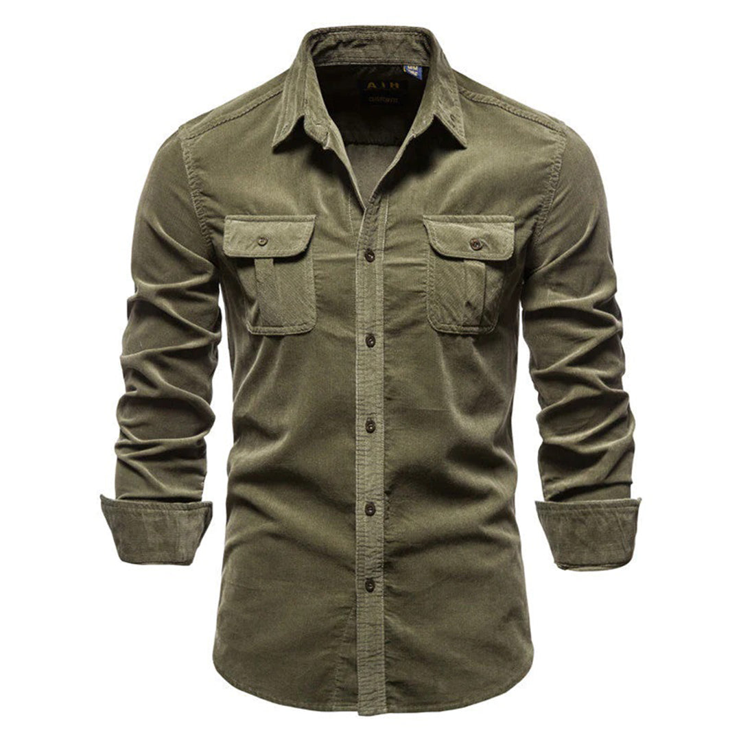 Chemise en velours côtelé à manches longues pour homme
