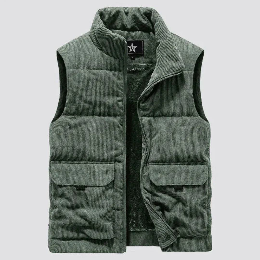 Gilet en velours côtelé doublé chaud pour femme