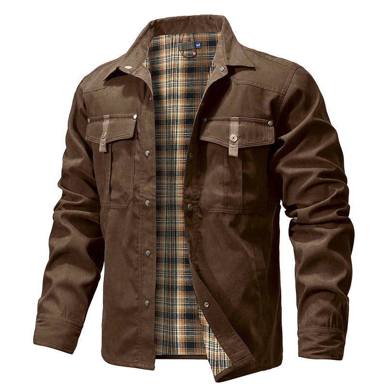 Chemise-veste en flanelle chaude doublée pour homme