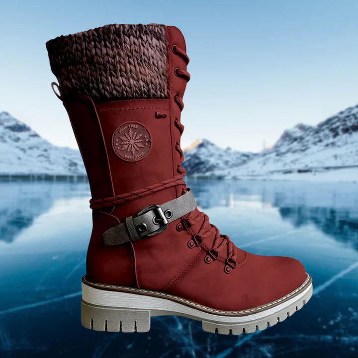 Bottes d'hiver en cuir noir pour femme Elegance