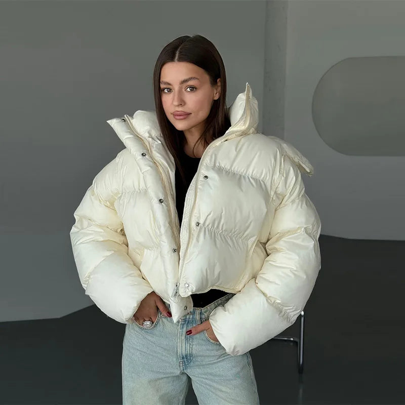 Doudoune Courte Femme Capuche Hiver