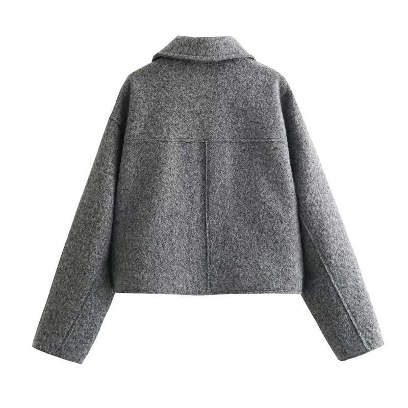Stylische Damenwinterjacke Tweed - IdealeKleiden