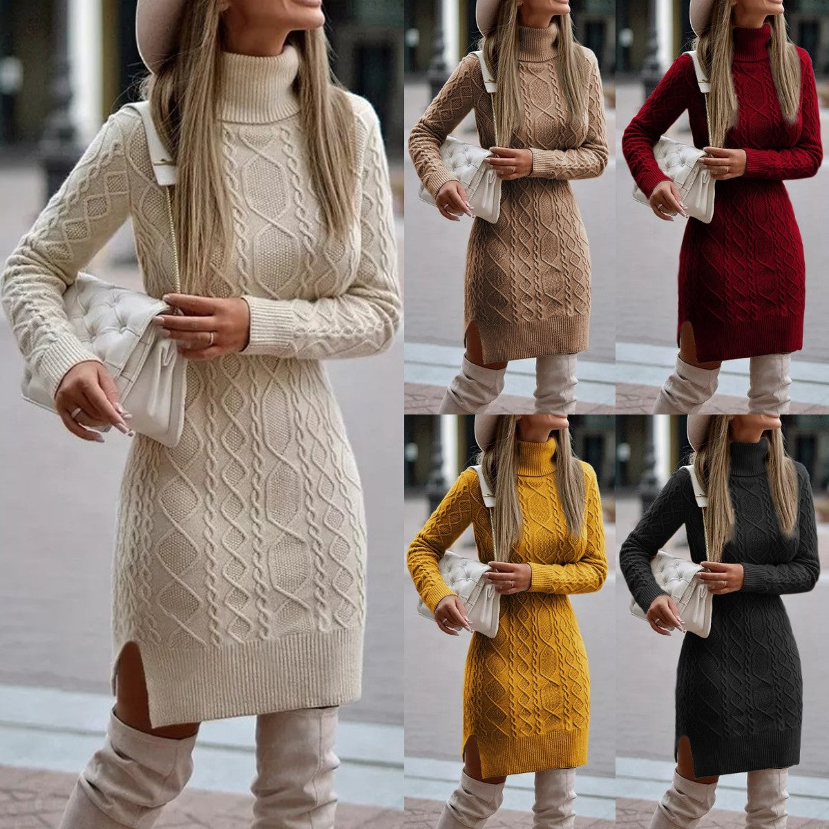 Robe pull élégante pour femme automne hiver