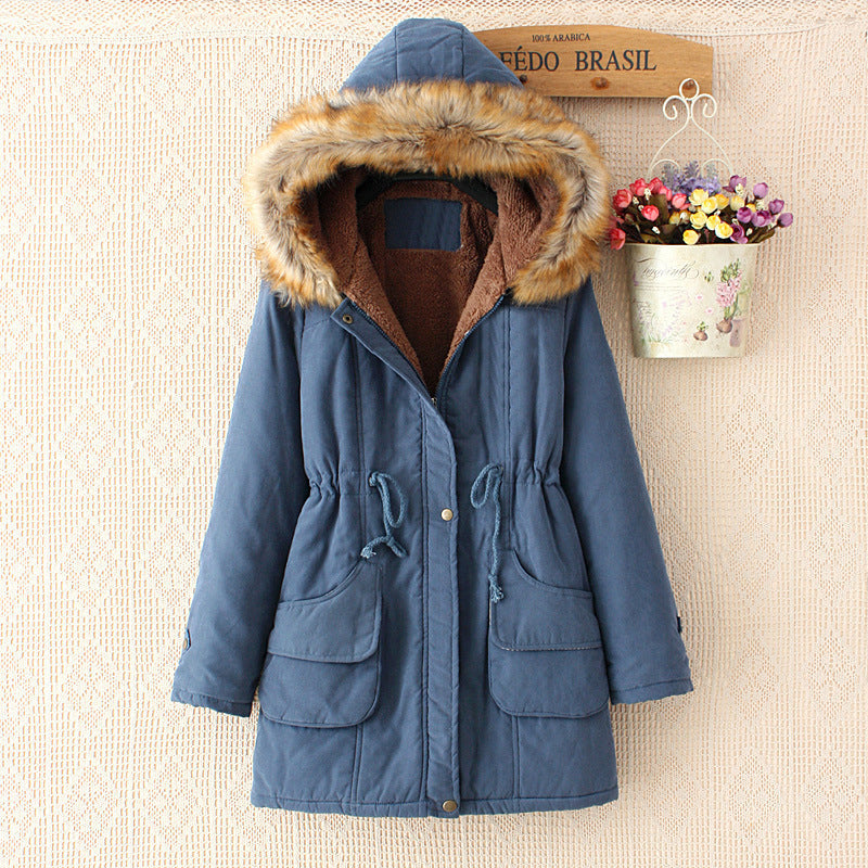 Parka d'hiver femme chaud avec doublure Sherpa et capuche en fausse fourrure
