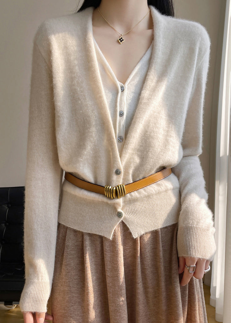 Cardigan femme en laine col V patchwork