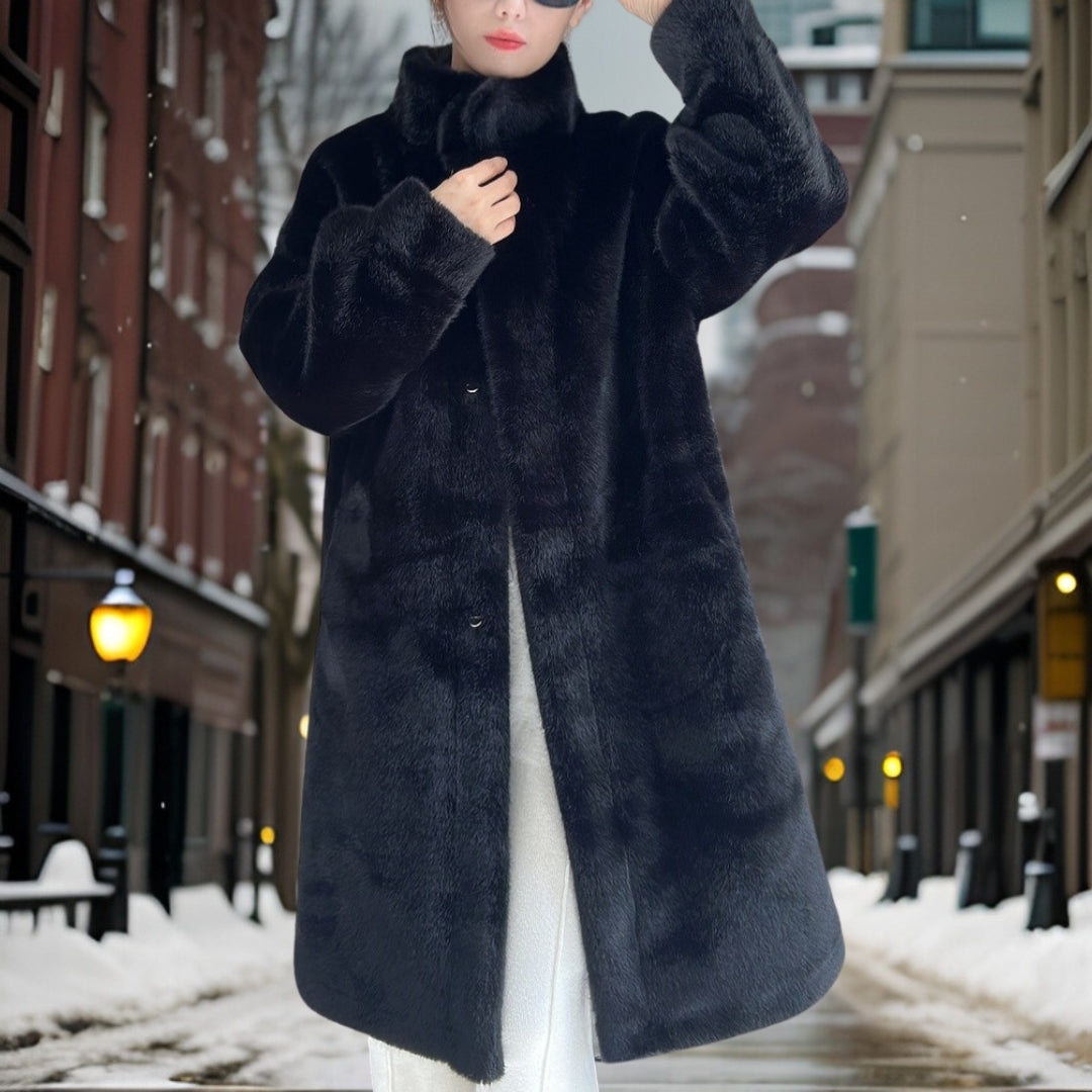 Manteau d'hiver exclusif en vraie fourrure