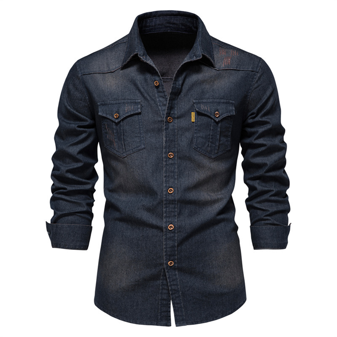 Chemise homme manches longues denim moderne