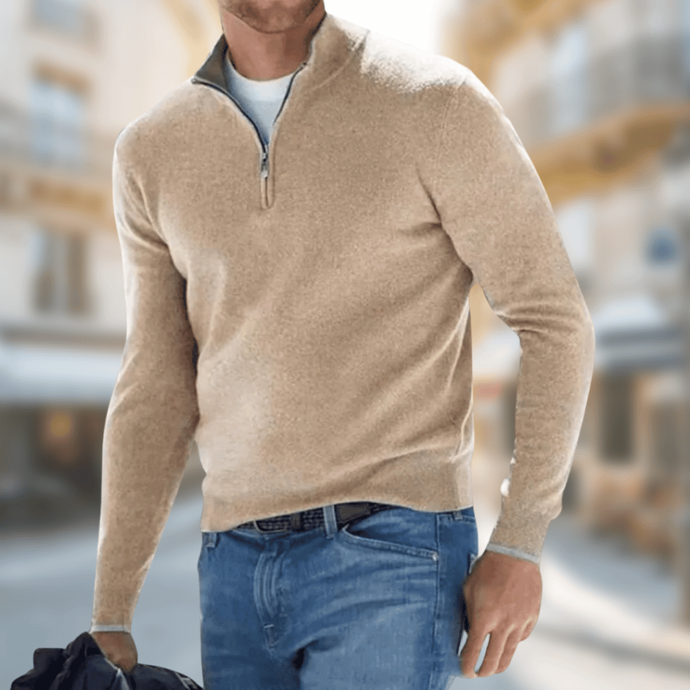 Pull-over Homme Col Zippé Sportif
