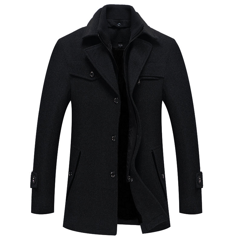 Manteau de laine élégant pour homme avec fermeture éclair