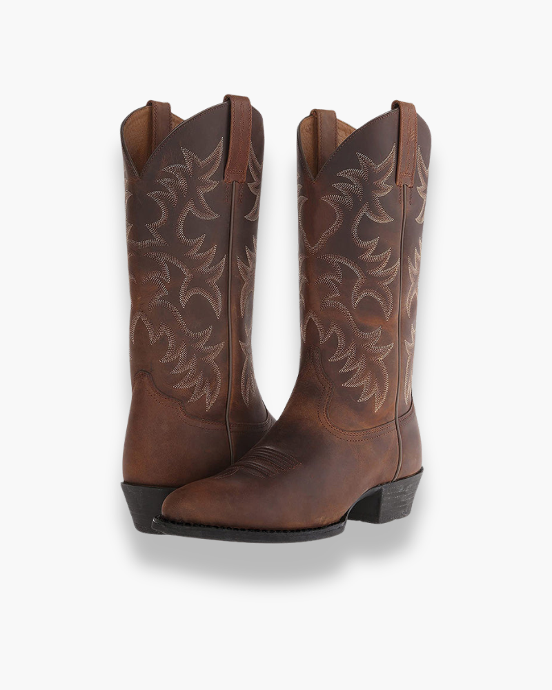 Bottes western femme en cuir noir élégantes