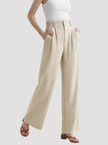 Pantalon femme élégant large taille haute