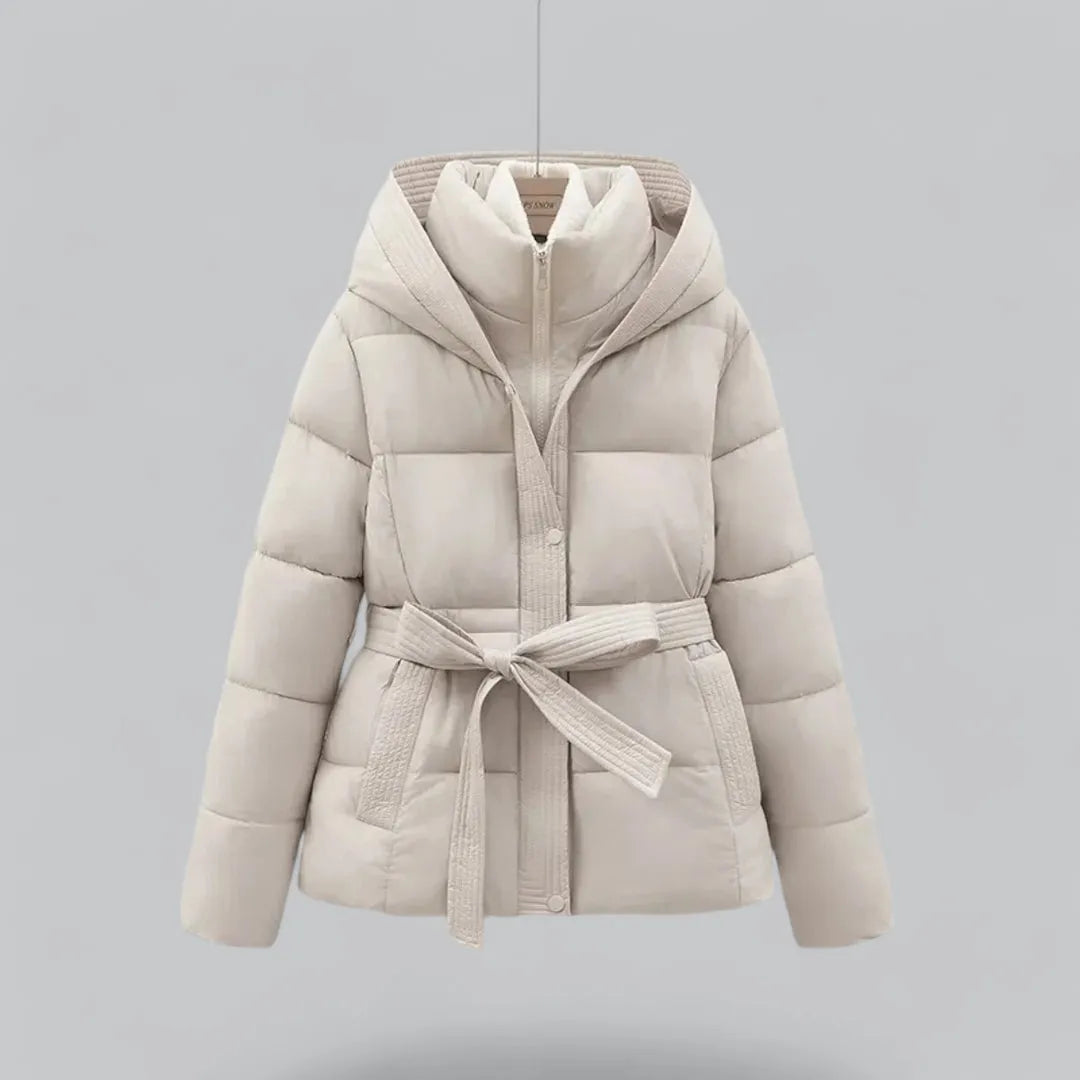 Veste d'hiver stylée capuche ceinture