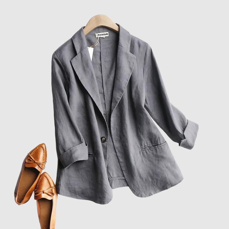 Blazer élégant en lin pour femme Chic minimaliste