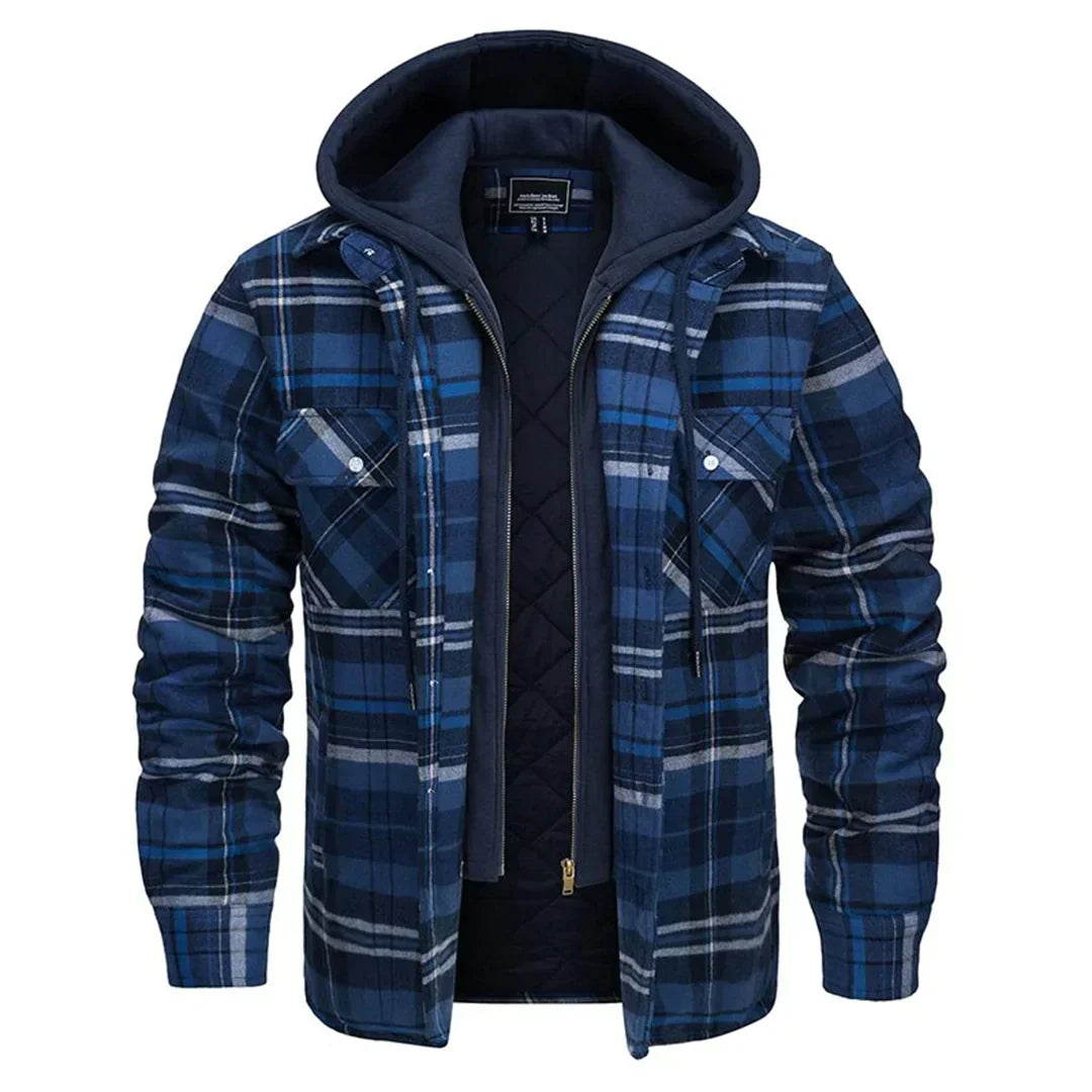 Veste à capuche surtaillée, carreaux, flanelle, doublure chaude