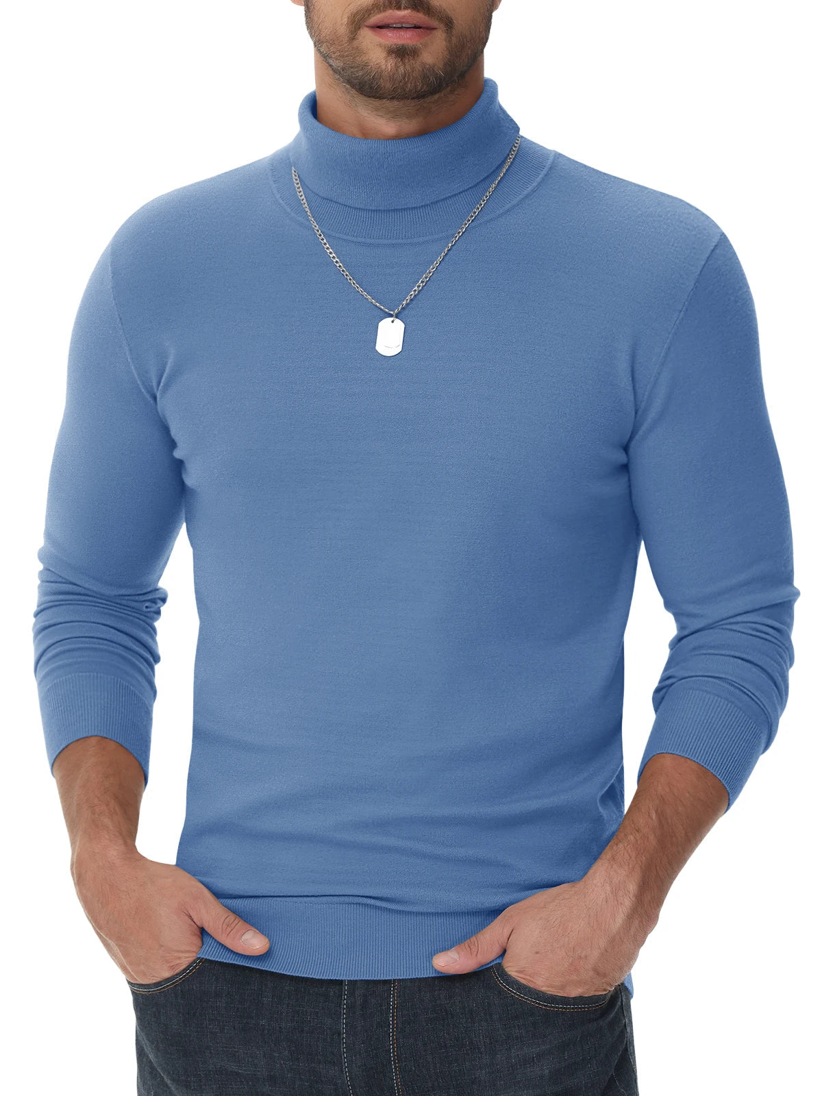 Pull col roulé homme coupe ajustée moderne