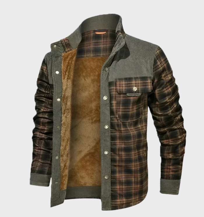 Chemise à carreaux en flanelle chaude pour homme, doublée polaire