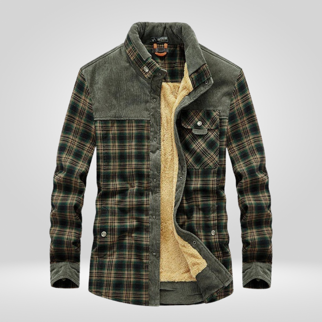 Veste surchemise en molleton chaud à carreaux pour homme