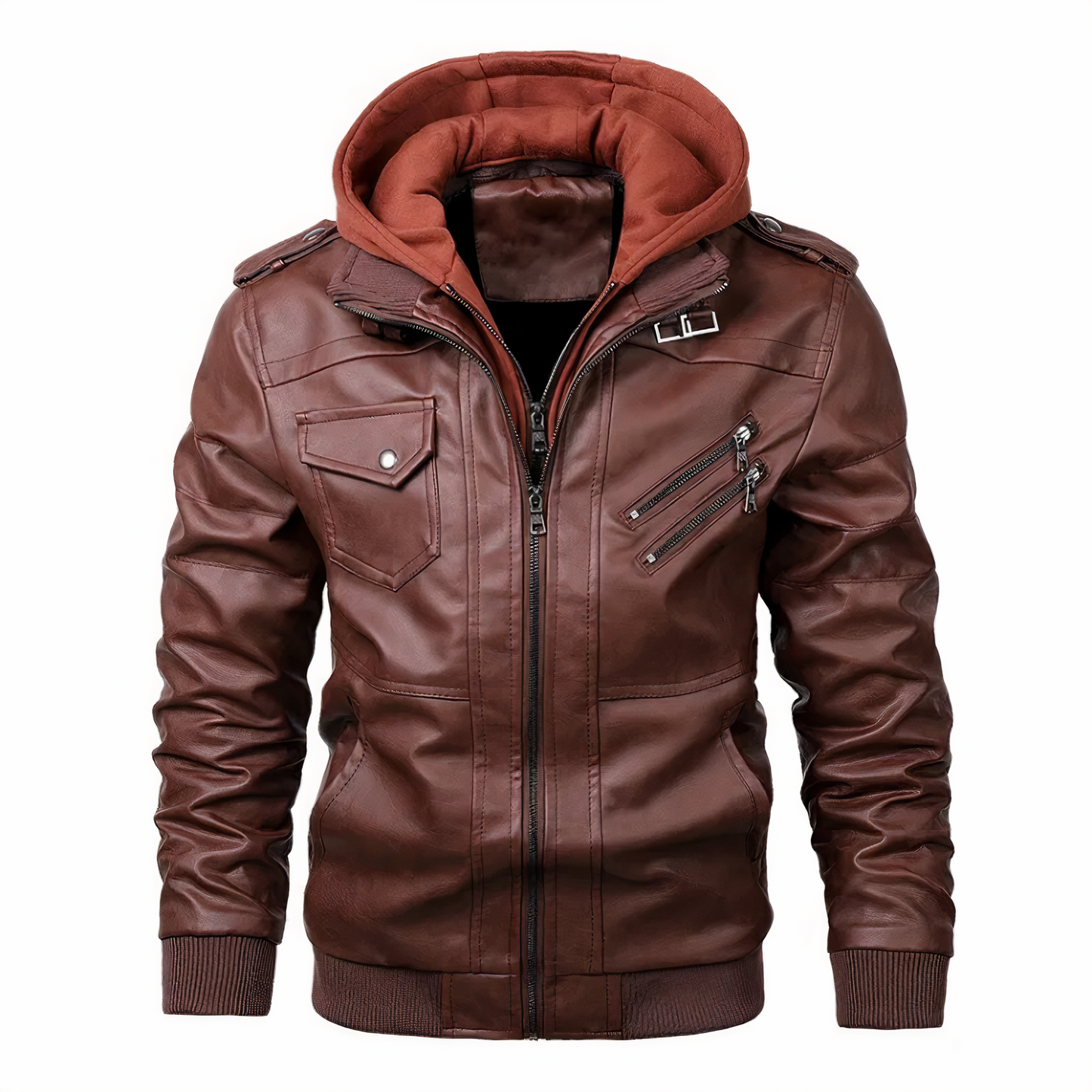 Blouson en cuir homme style motard noir